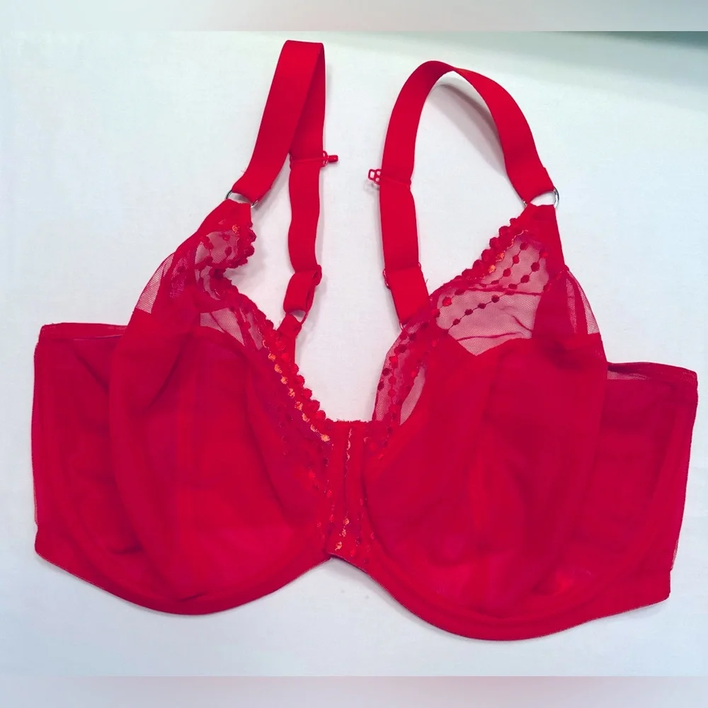 Fire Engine Red Elomi Lace Bra Size 40K